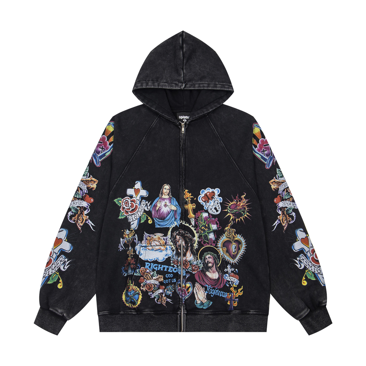 American Retro Gothic Rock Letter Printed Sweatshirt Hooded Harajuku Loose Versatile Sweatshirt Couple