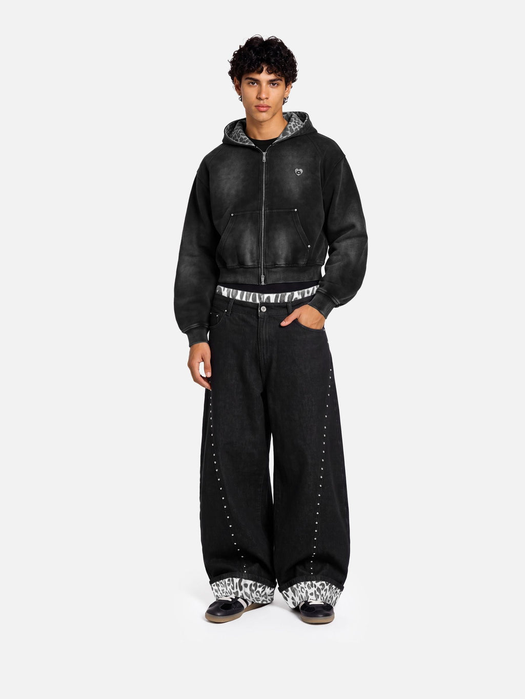 Aelfric Eden Leopard Cuff Baggy Barrel Jeans